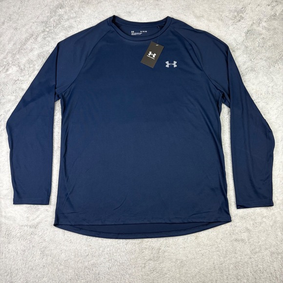 NEW Under Armour Men XL Long Sleeve Loose Top Navy Blue Lightweight‎ - Picture 1 of 7